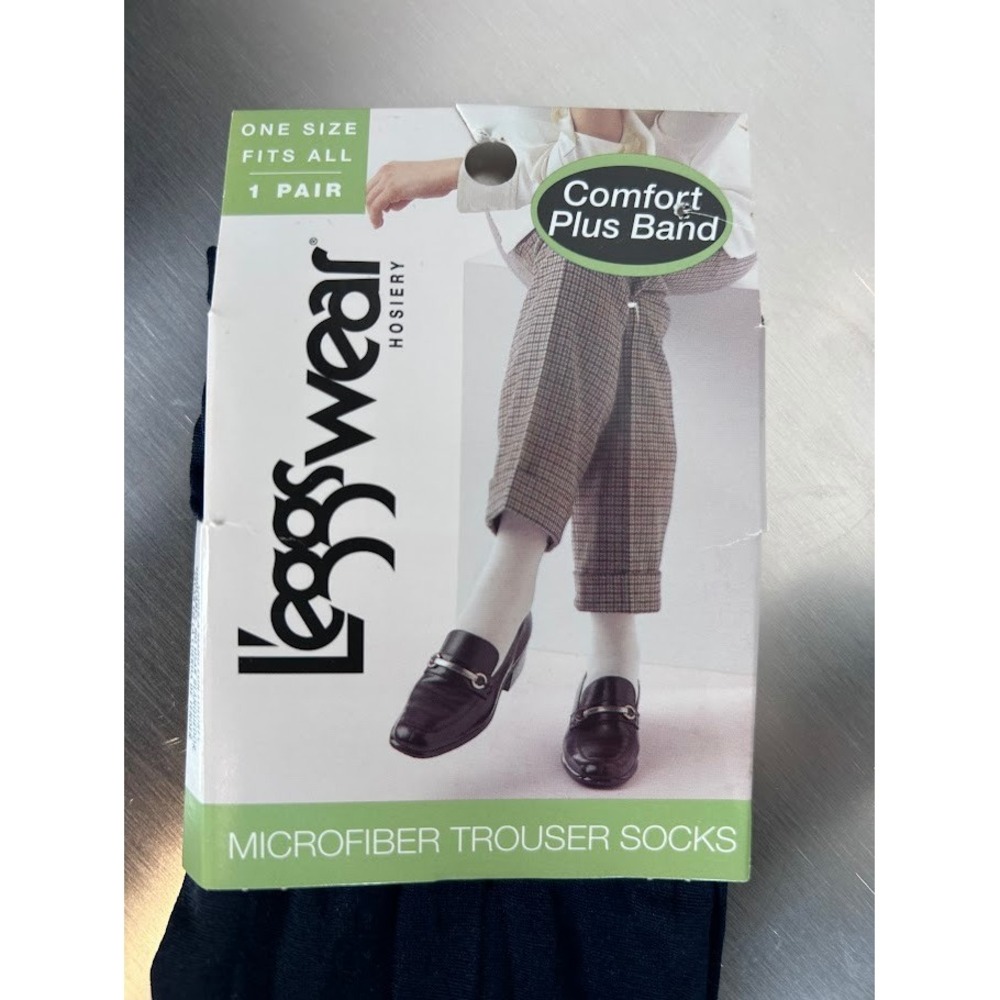 LeggsWear Hosiery Microfiber Trouser Socks Navy Blue One Size Comfort NEW